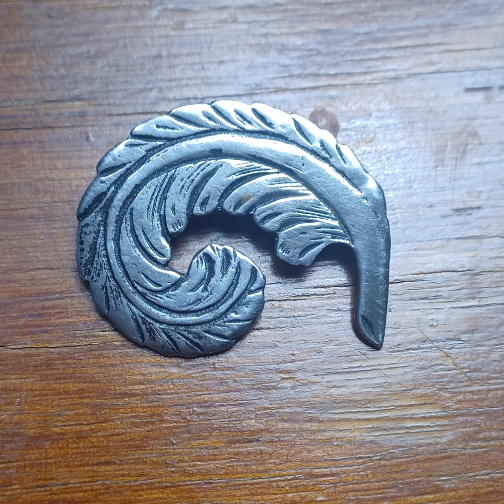 STERLING "Marked" Feather Brooch